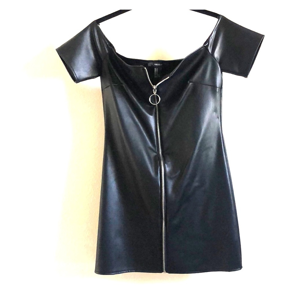 Faux-leather zip minidress